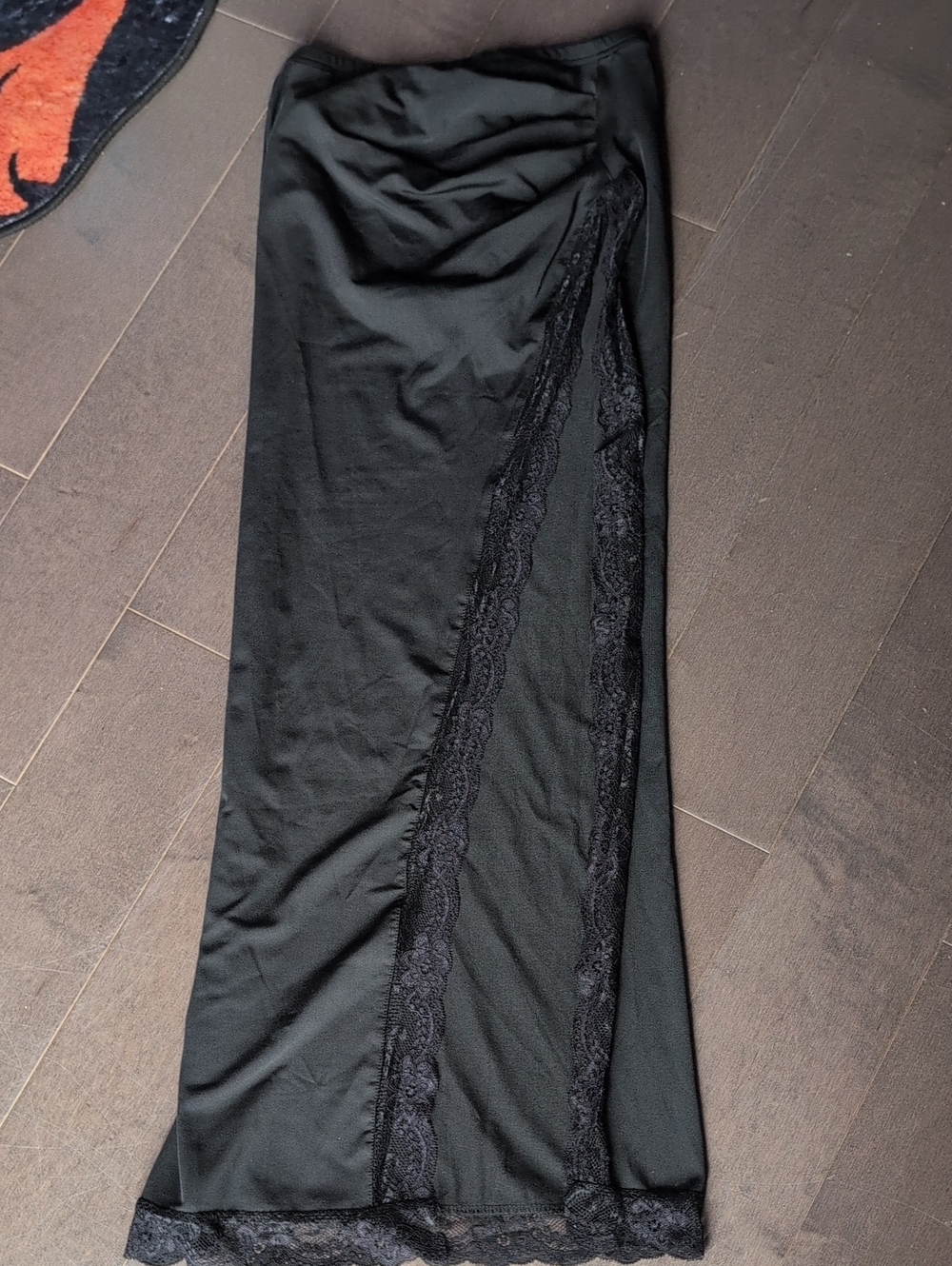 Guess Black Lace-Trim Maxi Skirt